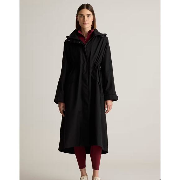 Women’s Quince Weatherproof Trench Raincoat True Black Size Small - Picture 1 of 9